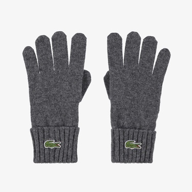  Lacoste Unisex Renk Bloklu Koyu Gri Eldiven