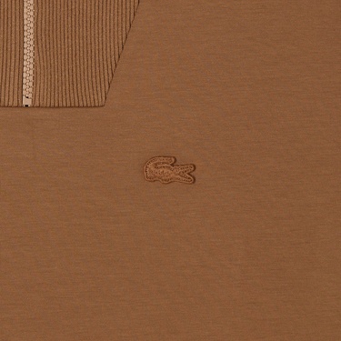  Lacoste Kadın Relaxed Fit Yarım Fermuarlı Kahverengi Sweatshirt