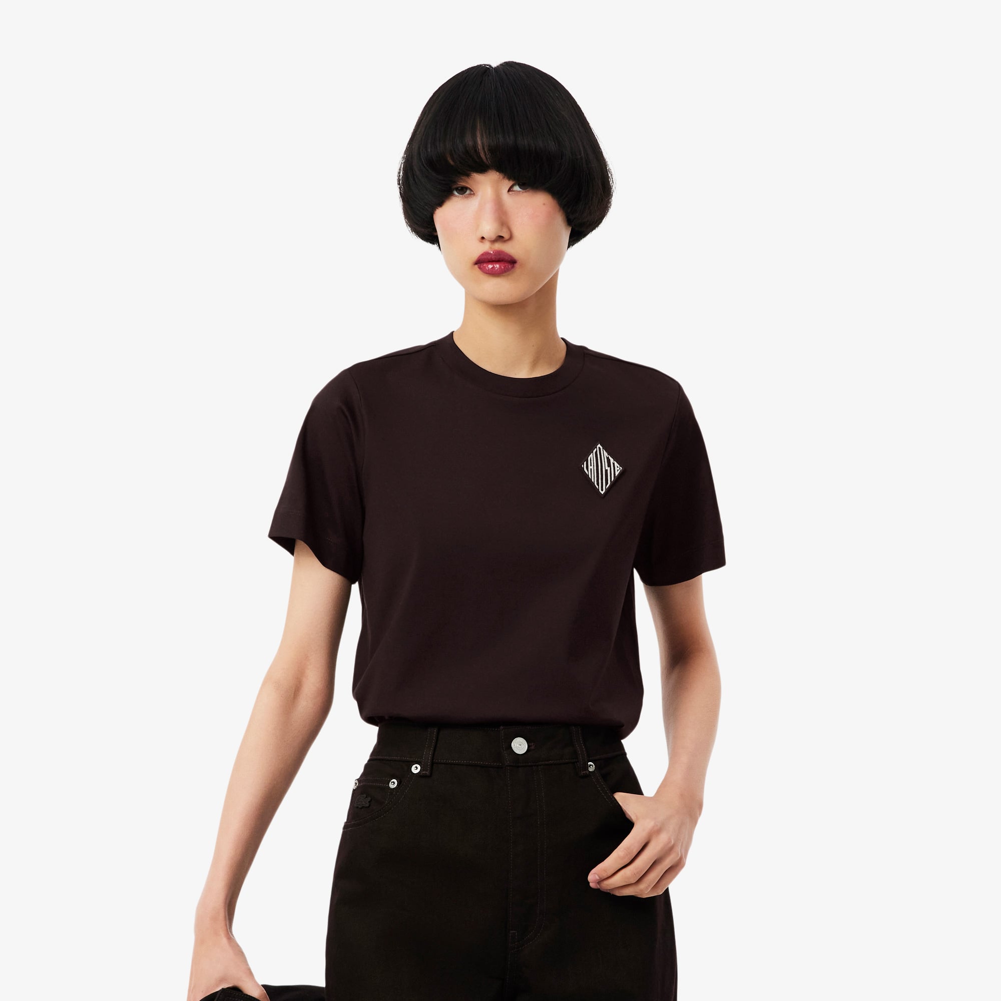 Lacoste Kadın Regular Fit Bisiklet Yaka Sarı T-Shirt