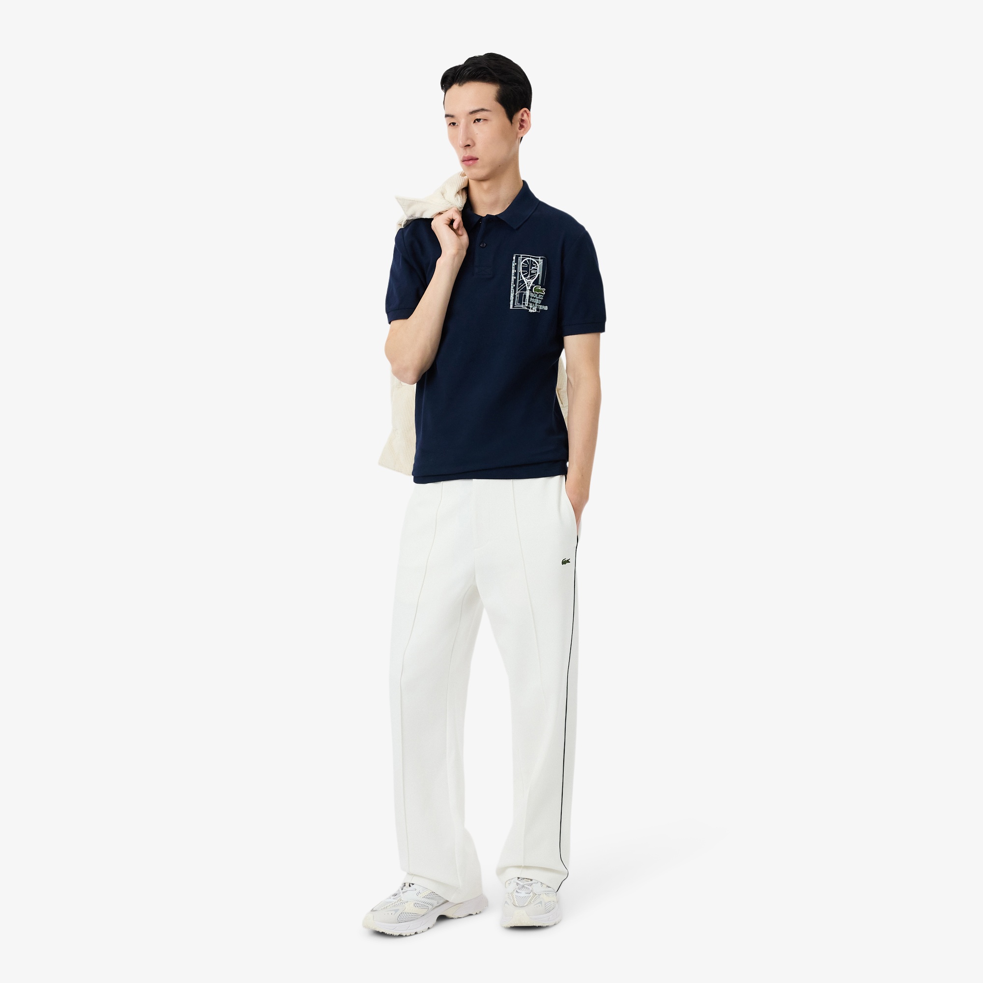 Lacoste Rolex Paris Masters Erkek Regular Fit Baskılı Lacivert Polo
