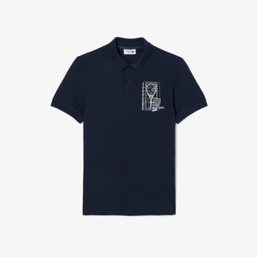 Lacoste Rolex Paris Masters Erkek Regular Fit Baskılı Lacivert Polo