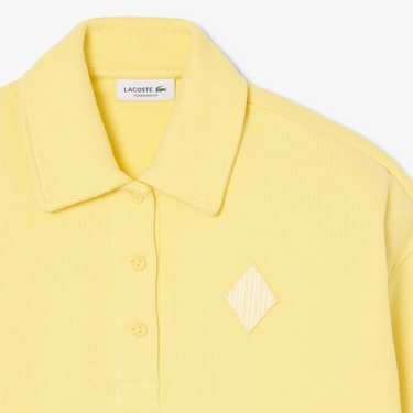  Lacoste Kadın Oversize Fit Polo Yaka Sarı Sweatshirt