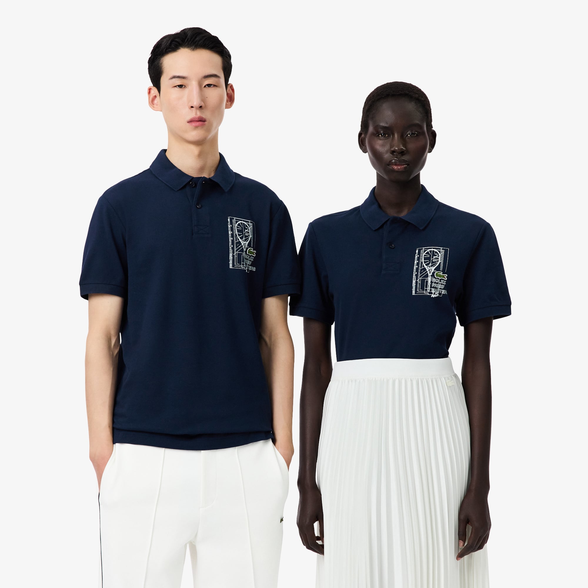  Lacoste Rolex Paris Masters Erkek Regular Fit Baskılı Lacivert Polo