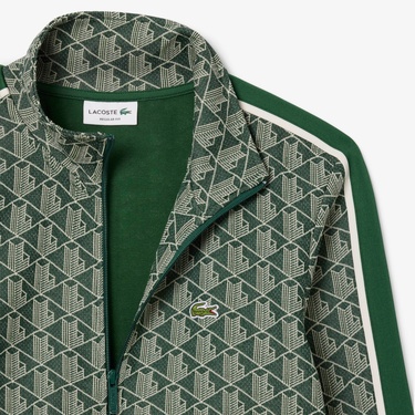  Lacoste Erkek Regular Fit Dik Yaka Monogram Yeşil Sweatshirt