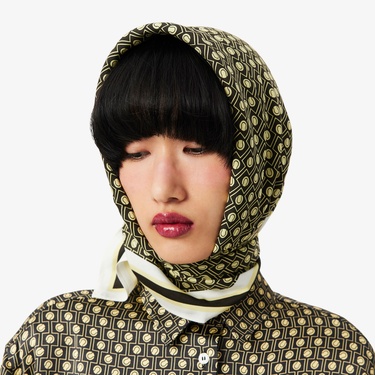  Lacoste Kadın Desenli Kahverengi Fular