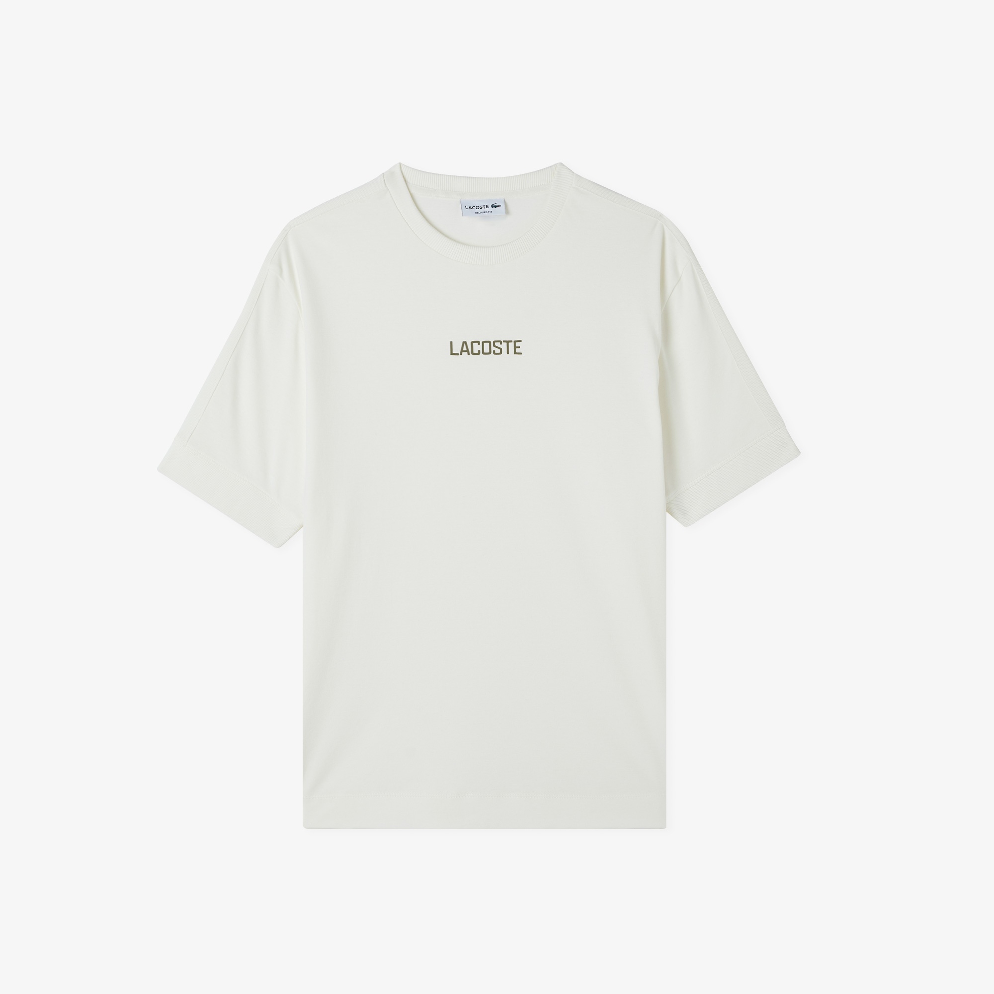 Lacoste Erkek Loose Fit Bisiklet Yaka Baskılı Beyaz T-Shirt