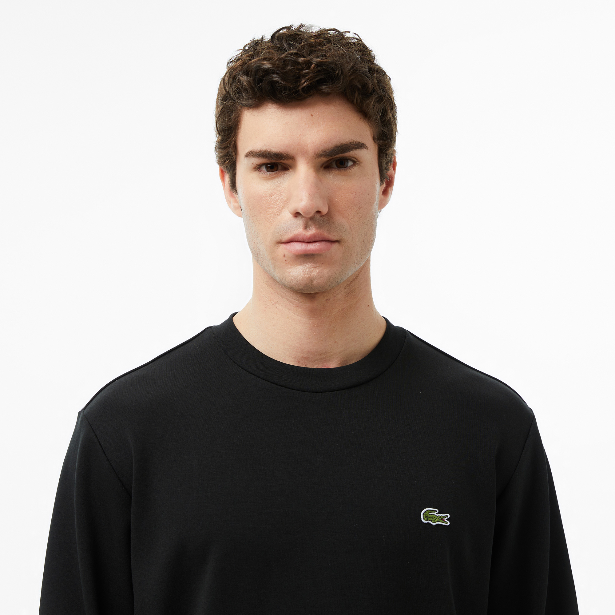 Lacoste Erkek Classic Fit Bisiklet Yaka Siyah Sweatshirt