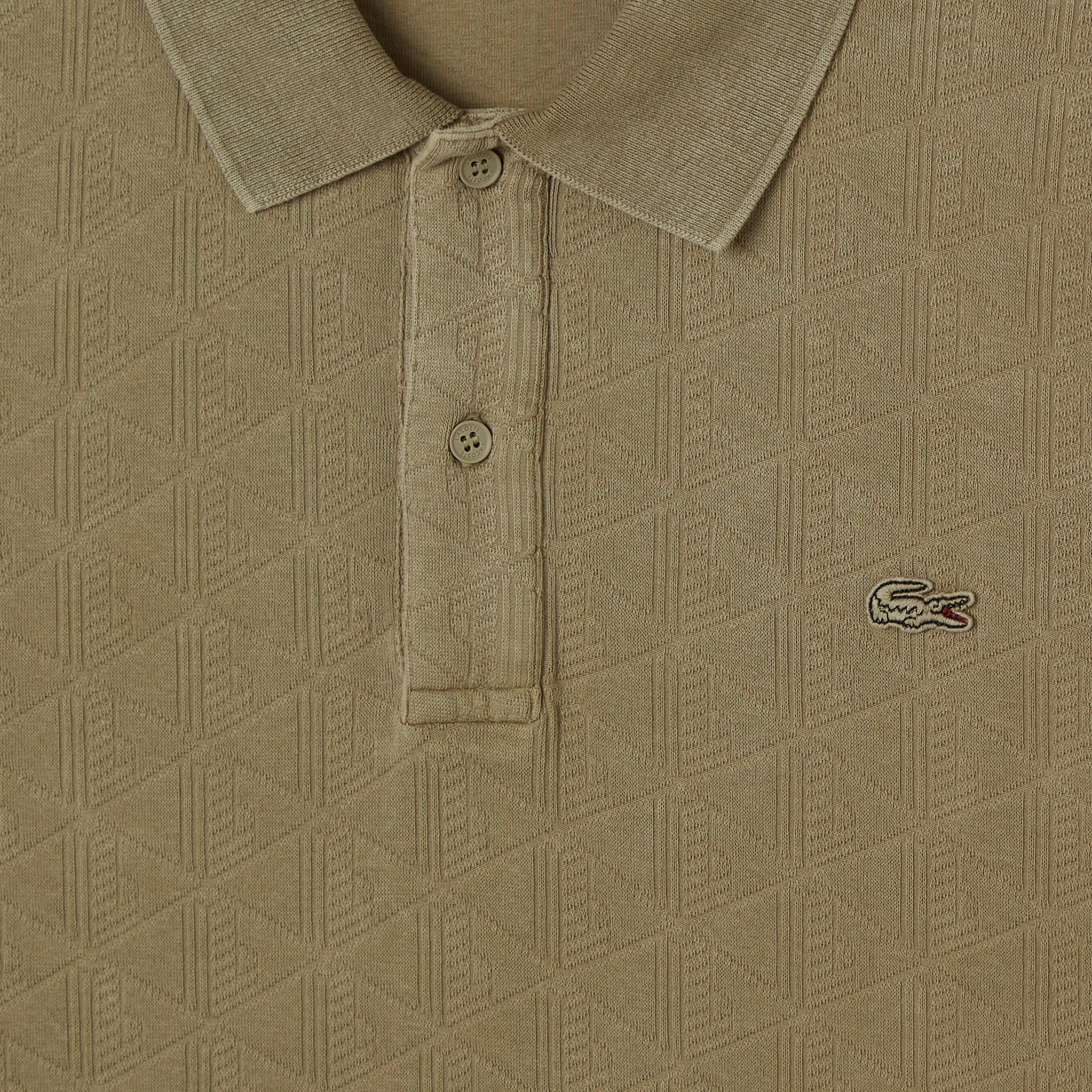 Lacoste Erkek Regular Fit Uzun Kollu Monogram Haki Polo