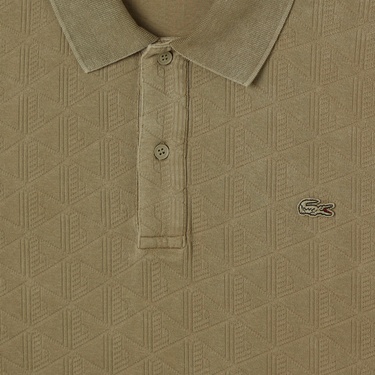  Lacoste Erkek Regular Fit Uzun Kollu Monogram Haki Polo