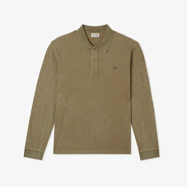  Lacoste Erkek Regular Fit Uzun Kollu Monogram Haki Polo