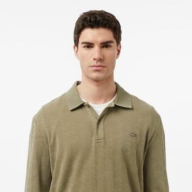  Lacoste Erkek Regular Fit Uzun Kollu Monogram Haki Polo