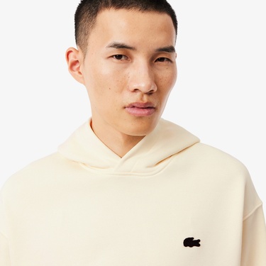  Lacoste Erkek Loose Fit Kapüşonlu Baskılı Sarı Sweatshirt