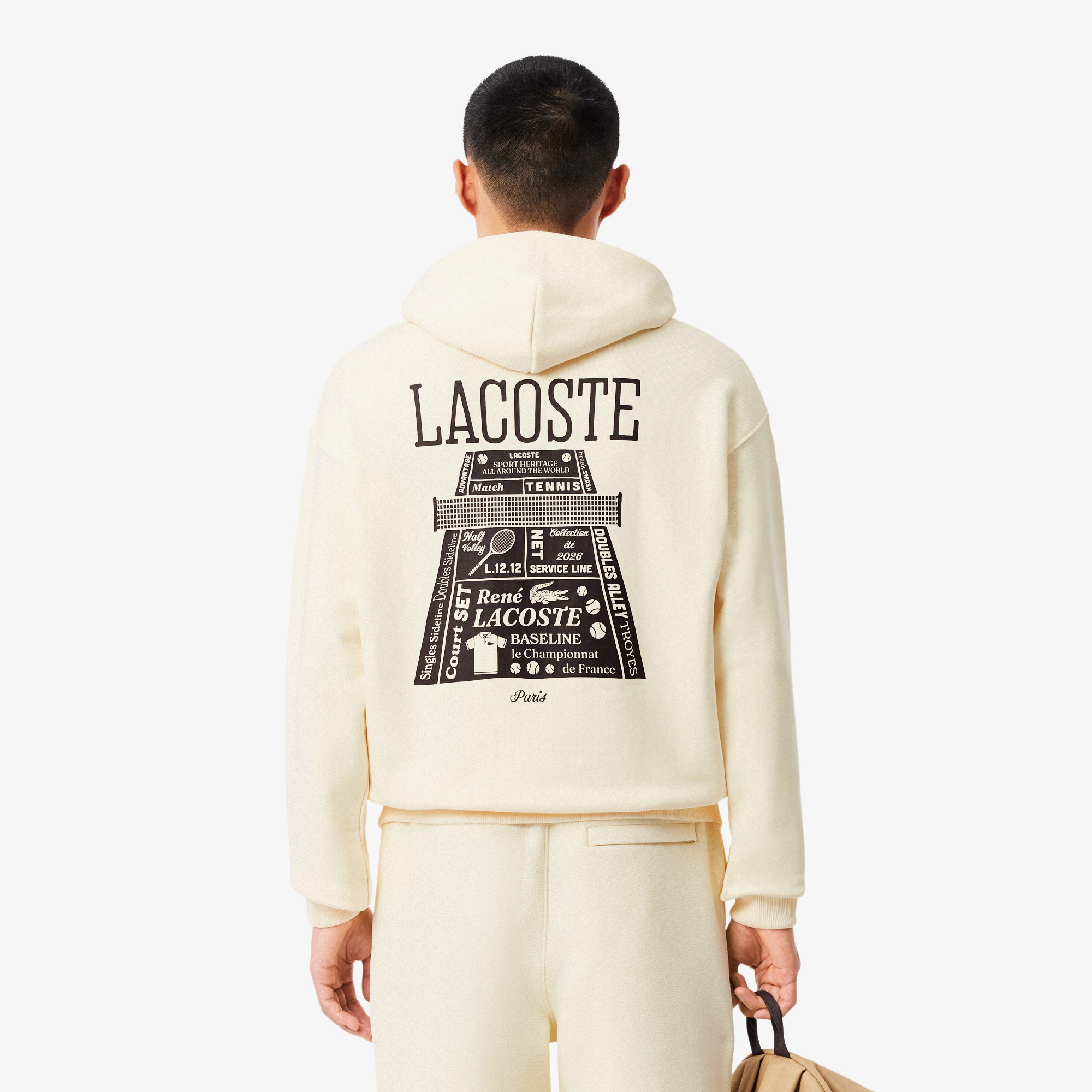 Lacoste Erkek Loose Fit Kapüşonlu Baskılı Sarı Sweatshirt