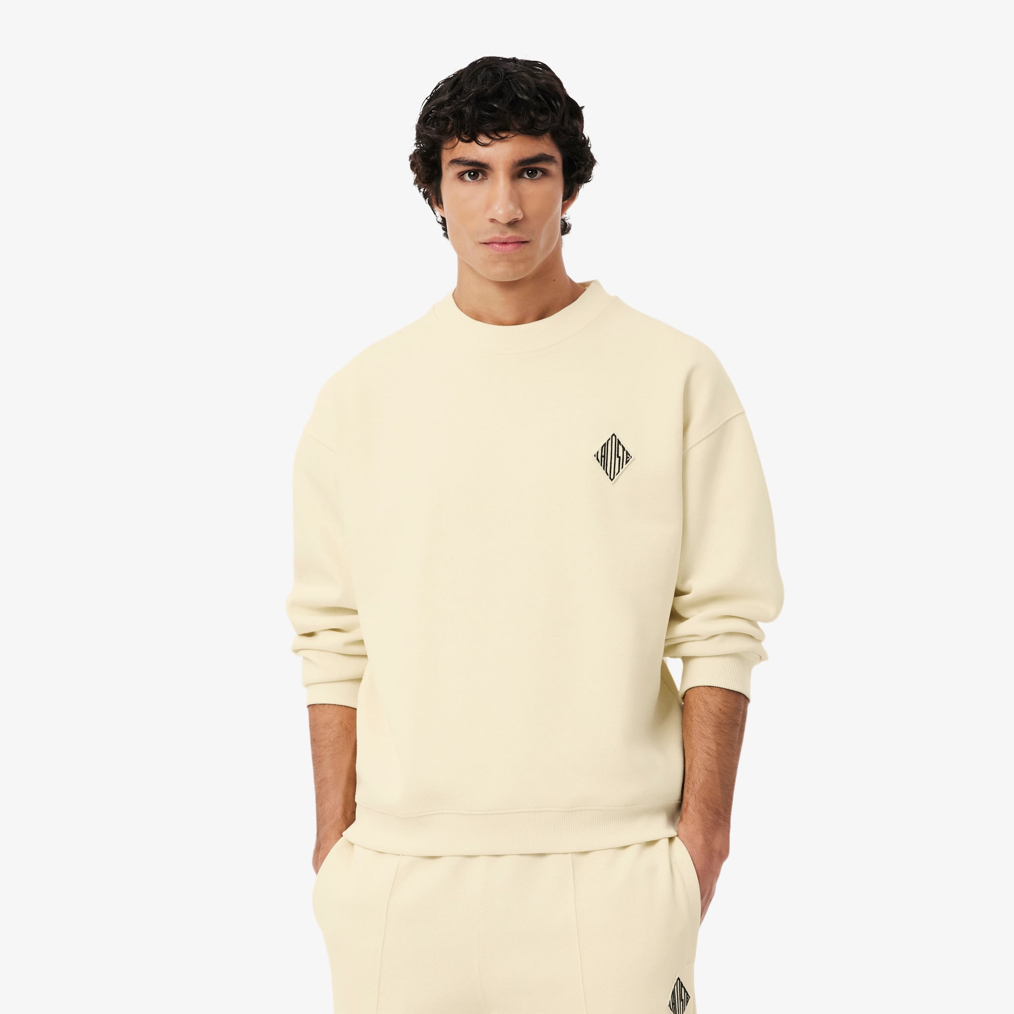  Lacoste Erkek Loose Fit Bisiklet Yaka Sarı Sweatshirt