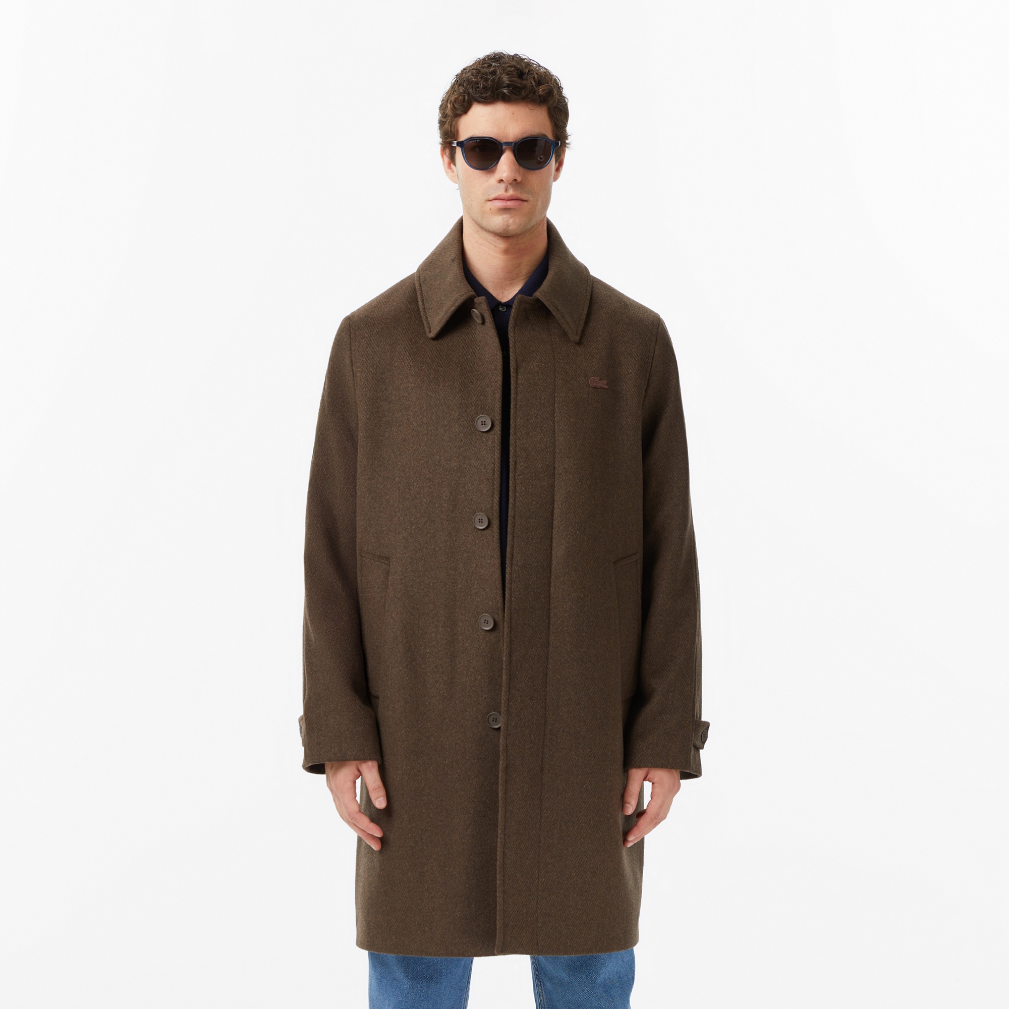 Lacoste Erkek Regular Fit Yün Kahverengi Kaban