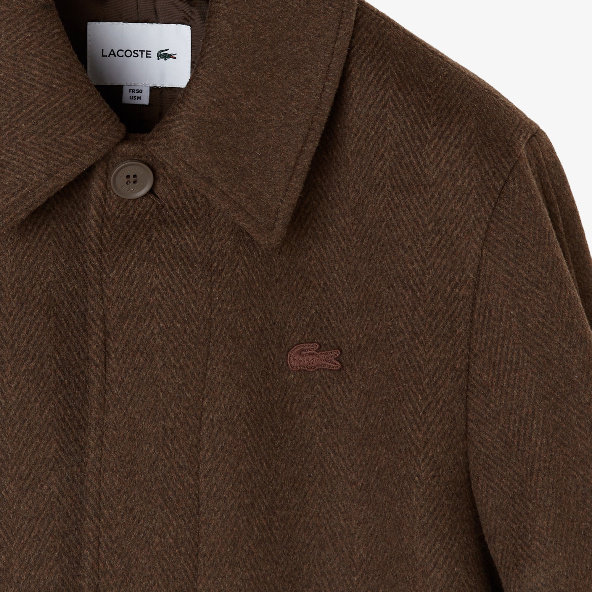 Lacoste Erkek Regular Fit Yün Kahverengi Kaban