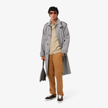  Lacoste Erkek Classic Fit Gömlek Yaka Ekose Beyaz Trençkot