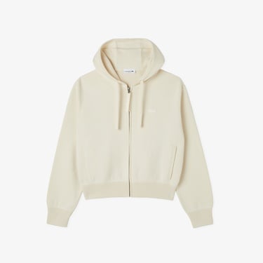  Lacoste Kadın Classic Fit Kapüşonlu Krem Hırka