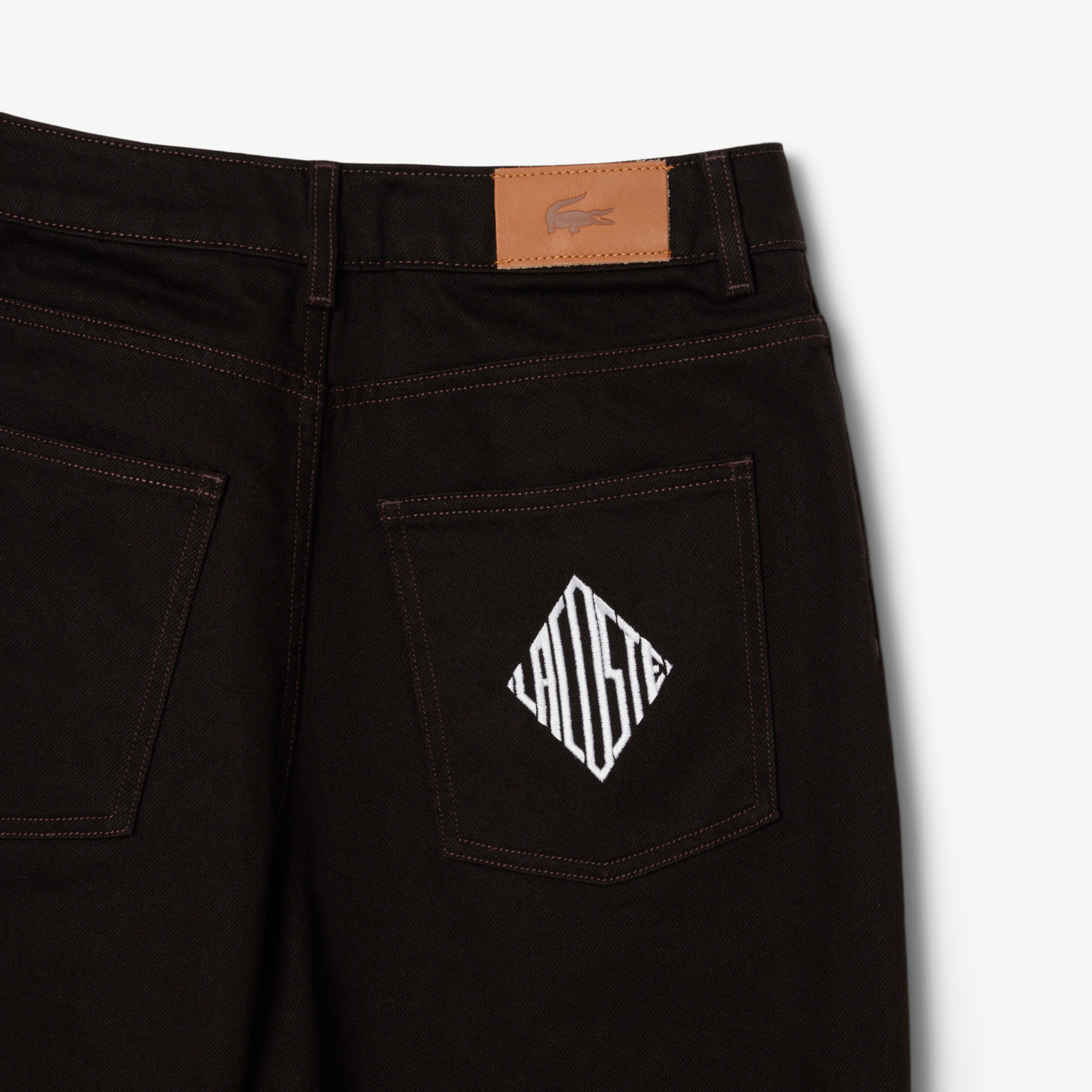 Lacoste Kadın Wide Leg Koyu Kahverengi Jean Pantolon