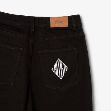  Lacoste Kadın Wide Leg Koyu Kahverengi Jean Pantolon