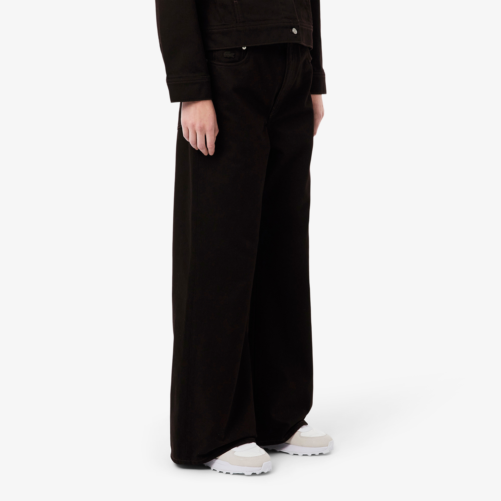 Lacoste Kadın Wide Leg Koyu Kahverengi Jean Pantolon