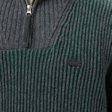  Lacoste Erkek Classic Fit Polo Yaka Gri Kazak