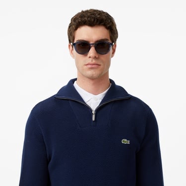  Lacoste Erkek Classic Fit Yarım Fermuarlı Lacivert Kazak