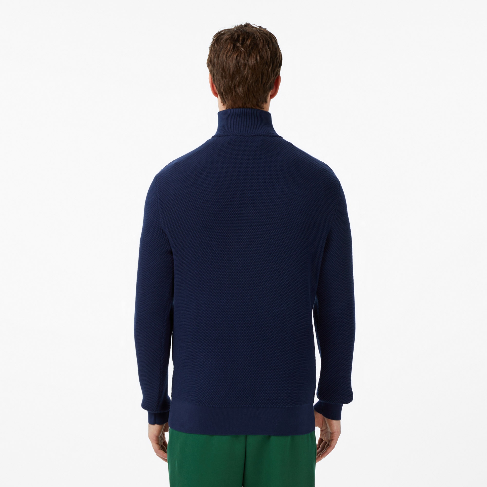 Lacoste Erkek Classic Fit Yarım Fermuarlı Lacivert Kazak