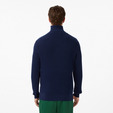  Lacoste Erkek Classic Fit Yarım Fermuarlı Lacivert Kazak