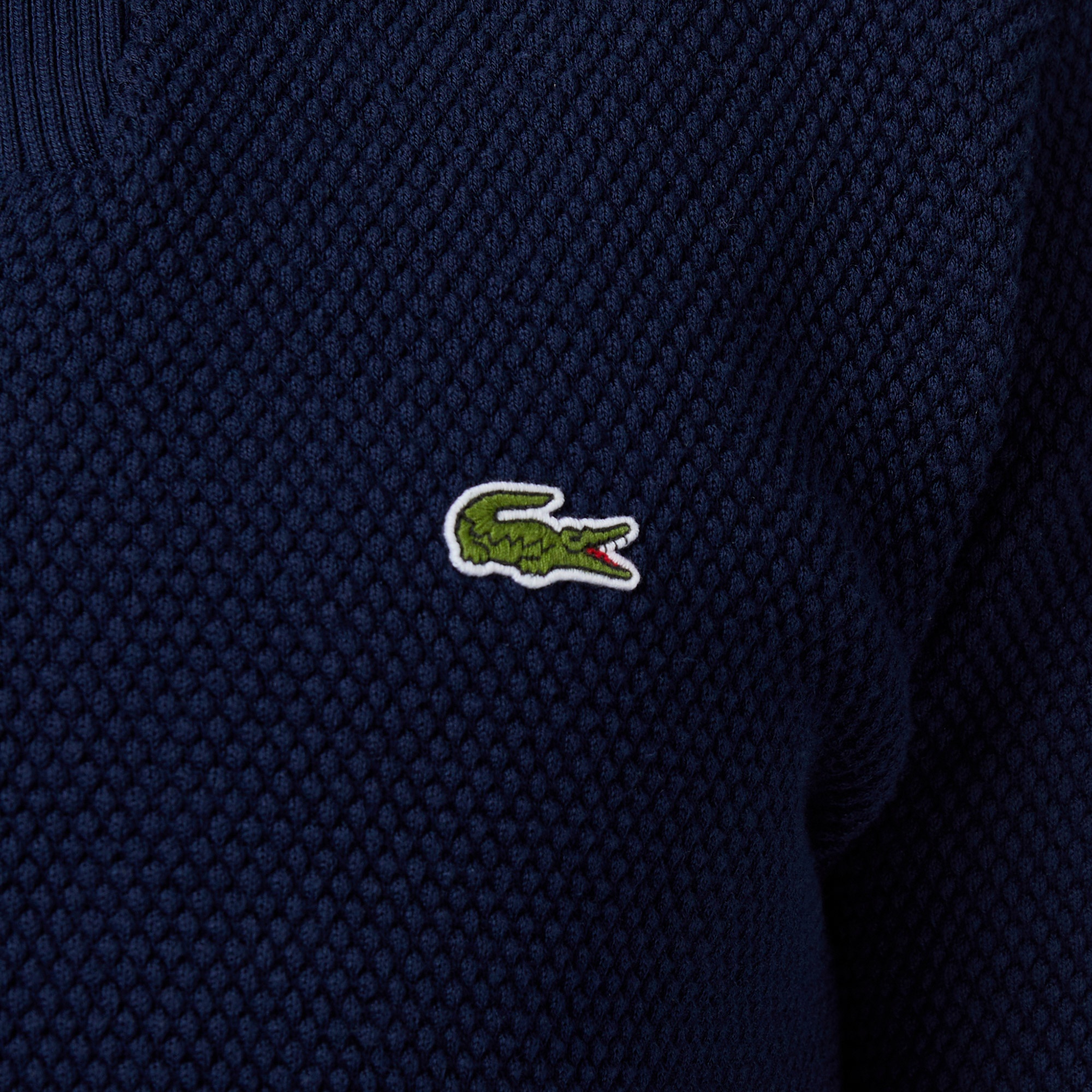 Lacoste Erkek Classic Fit Yarım Fermuarlı Lacivert Kazak