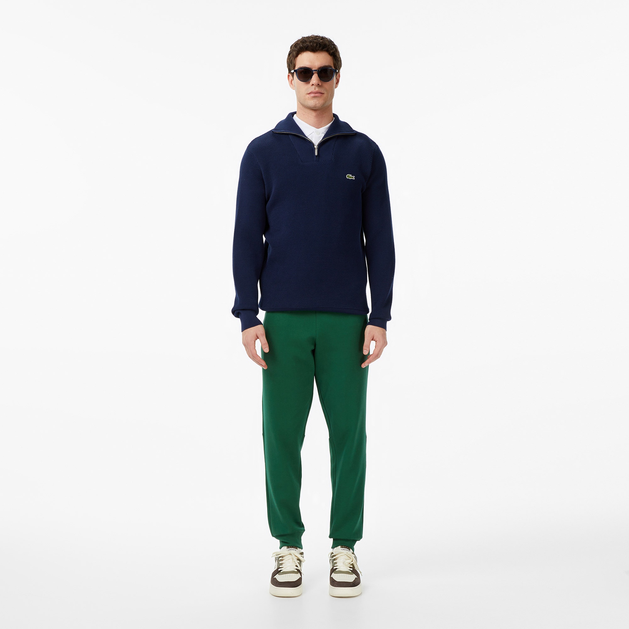 Lacoste Erkek Classic Fit Yarım Fermuarlı Lacivert Kazak