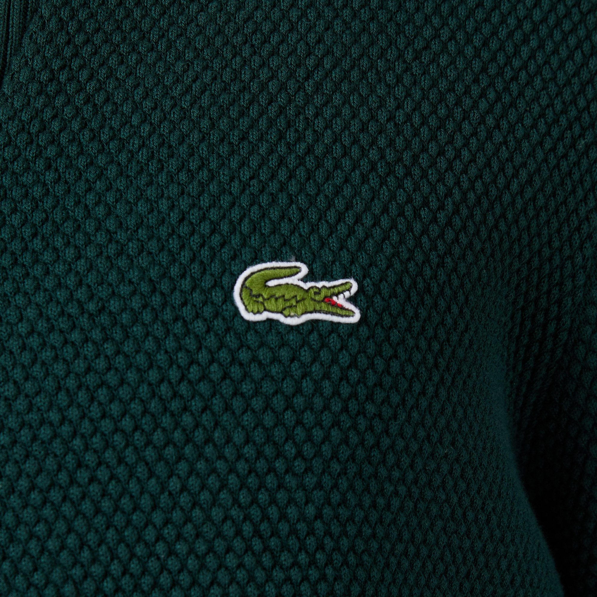 Lacoste Erkek Classic Fit Yarım Fermuarlı Yeşil Kazak