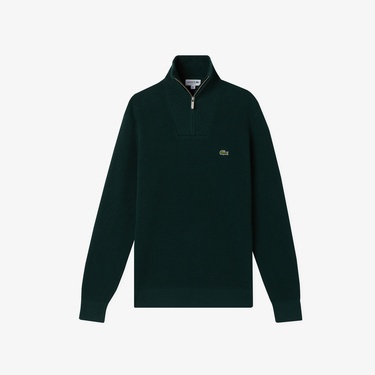 Lacoste Erkek Classic Fit Yarım Fermuarlı Yeşil Kazak