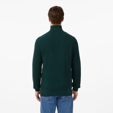  Lacoste Erkek Classic Fit Yarım Fermuarlı Yeşil Kazak