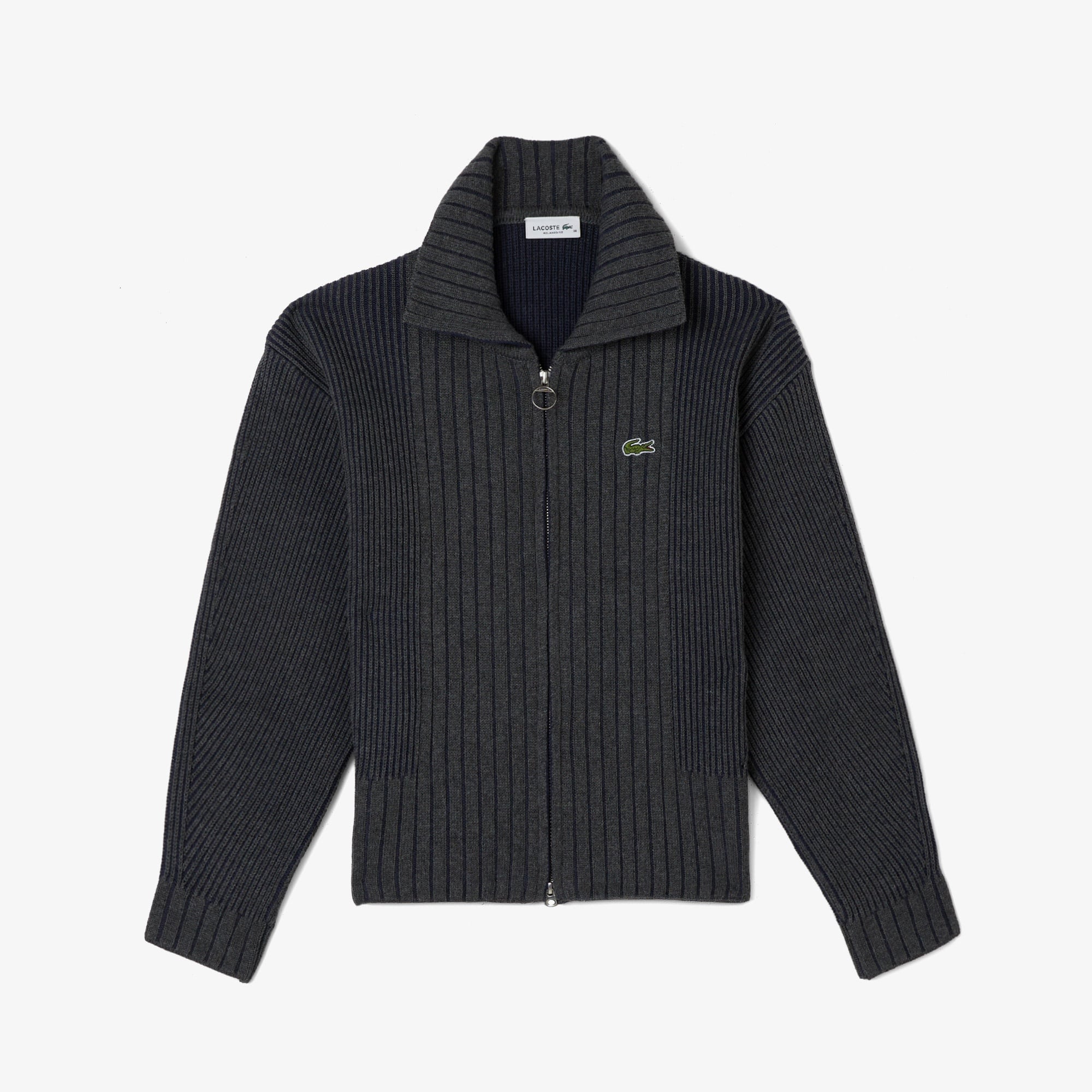 Lacoste Kadın Relaxed Fit Fermuarlı Gri Hırka