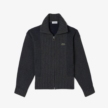  Lacoste Kadın Relaxed Fit Fermuarlı Gri Hırka