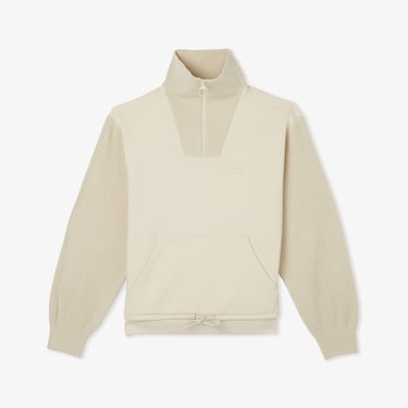  Lacoste Kadın Relaxed Fit Yarım Fermuarlı Krem Sweatshirt