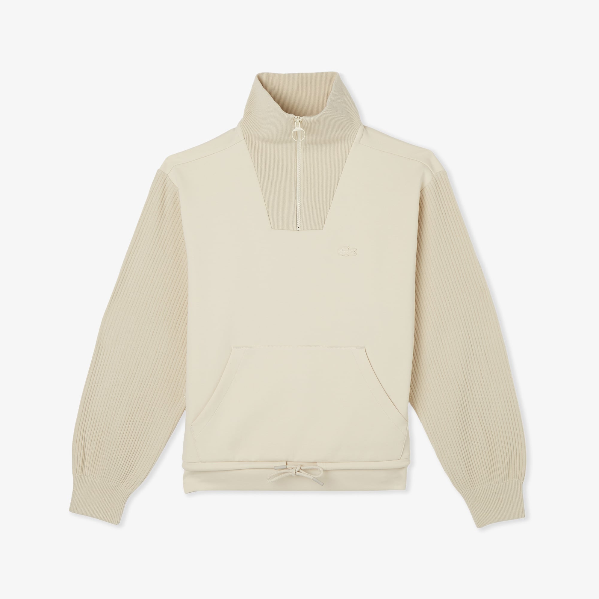 Lacoste Kadın Relaxed Fit Yarım Fermuarlı Krem Sweatshirt