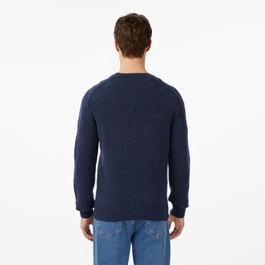  Lacoste Erkek Classic Fit Bisiklet Yaka Yün Lacivert Kazak