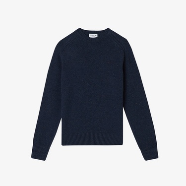  Lacoste Erkek Classic Fit Bisiklet Yaka Yün Lacivert Kazak