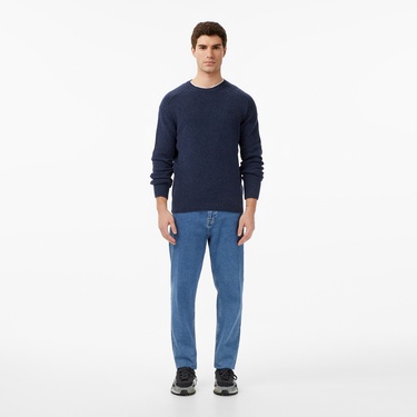  Lacoste Erkek Classic Fit Bisiklet Yaka Yün Lacivert Kazak