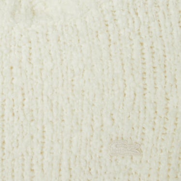  Lacoste Kadın Classic Fit Bisiklet Yaka Yün Krem Kazak