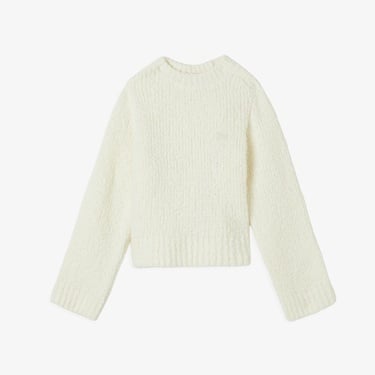  Lacoste Kadın Classic Fit Bisiklet Yaka Yün Krem Kazak