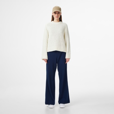  Lacoste Kadın Classic Fit Bisiklet Yaka Yün Krem Kazak