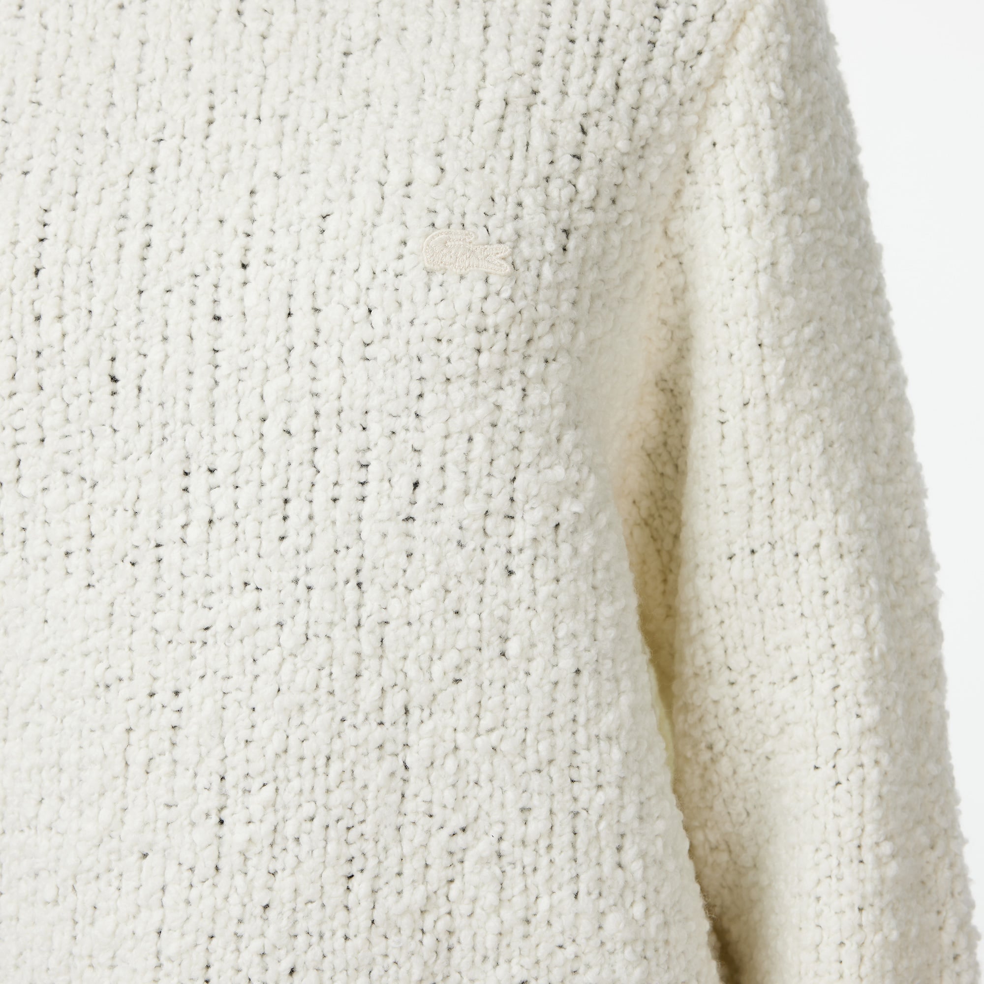 Lacoste Kadın Classic Fit Bisiklet Yaka Yün Krem Kazak