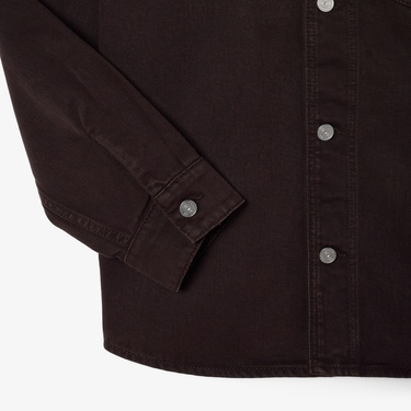  Lacoste Erkek Oversize Fit Denim Koyu Kahverengi Dış Gömlek