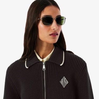  Lacoste Kadın Loose Fit Fermuarlı Kahverengi Hırka