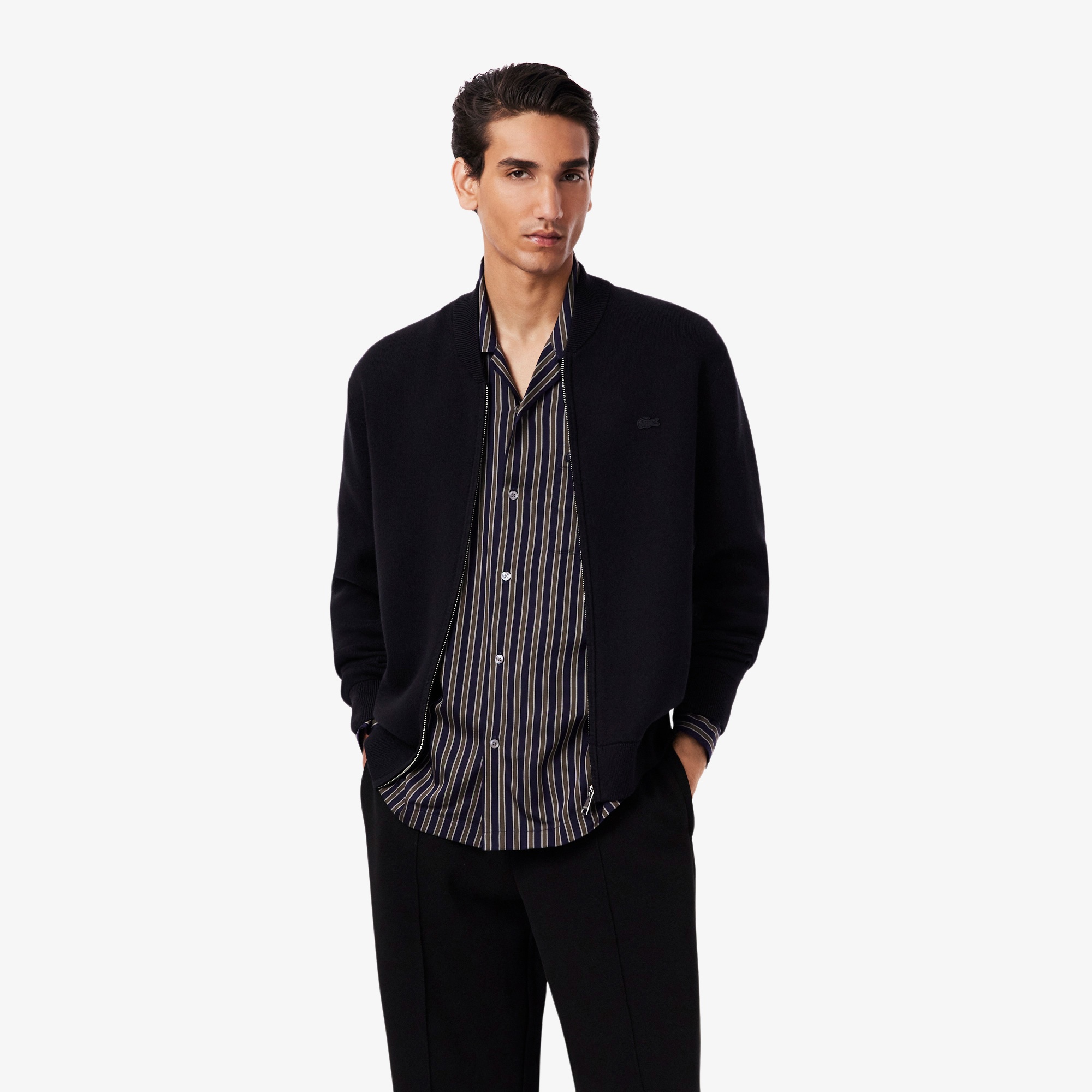 Lacoste Erkek Classic Fit Fermuarlı Siyah Hırka