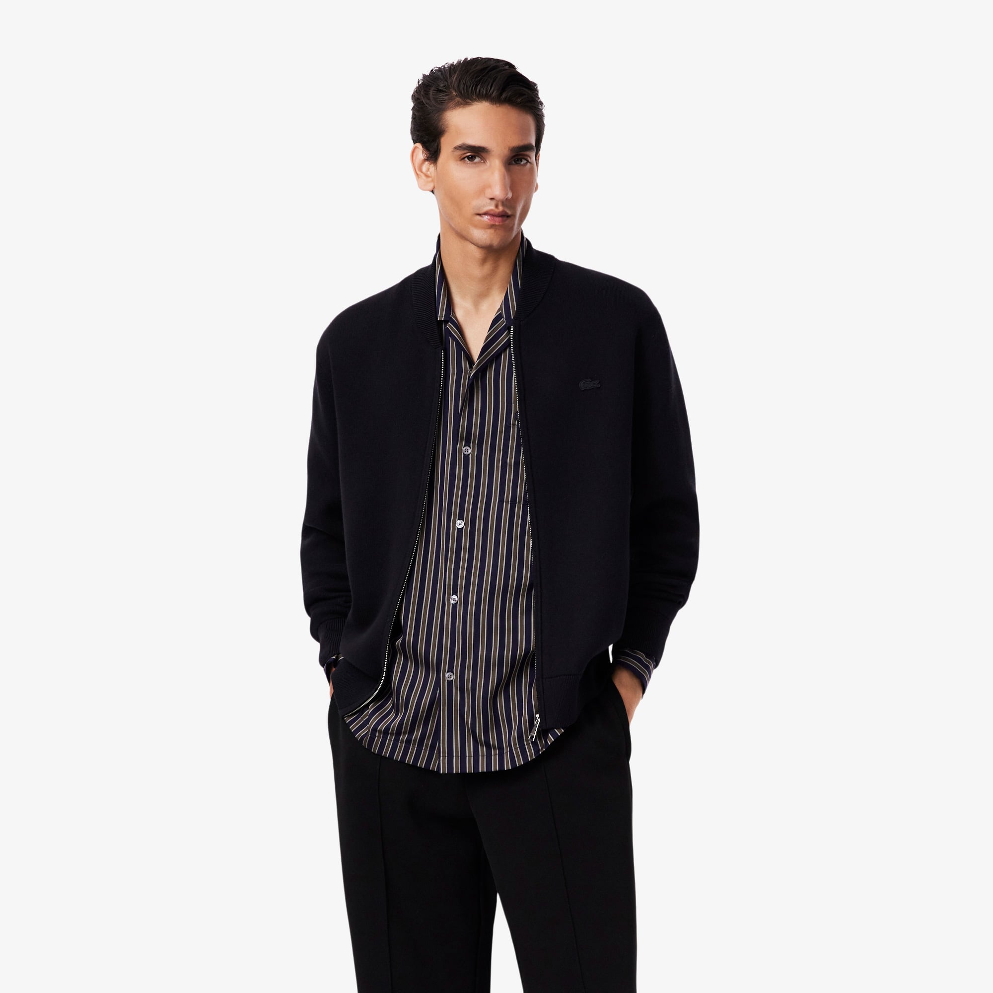  Lacoste Erkek Classic Fit Fermuarlı Siyah Hırka