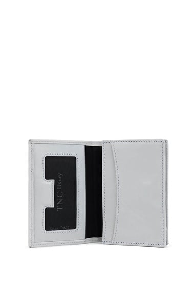  Tamer Tanca Erkek Hakiki Deri Gri Kartlık